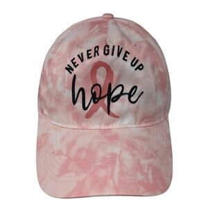 Never Give Up Hope Baseball Cap Pink OS Adjustable Tie Dye Support The Cure